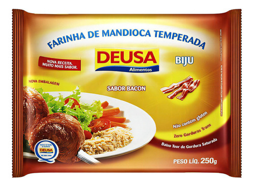 20 Pacotes Farinha Mandioca Temp.biju Deusa Sabor Bacon 250g