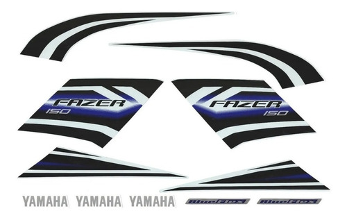 Kit Adesivo Jogo Faixas Moto Yamaha Fazer 150 2014 Branca