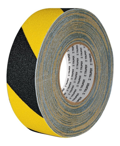 Cinta Antiderrapante Ama/negra 2'' Rollo 18m Truper 101449 Color Amarillo