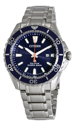 Reloj Citizen BN0191-55l Diver Eco Drive Blue para hombre, color de correa: plateado