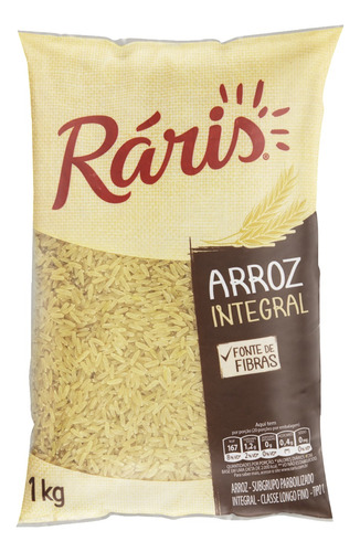 Arroz Parboilizado Tipo 1 Integral Ráris Pacote 1kg