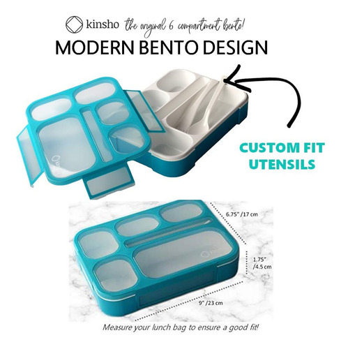 Caja Bento Kinsho Para Comida, 6 Secciones, A Prueba De Fuga