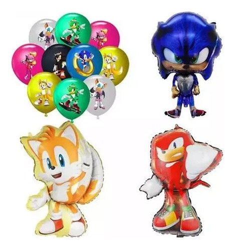 Kit Fiesta Sonic Globos Gamer Decoraciones Cumpleaño 27pcs