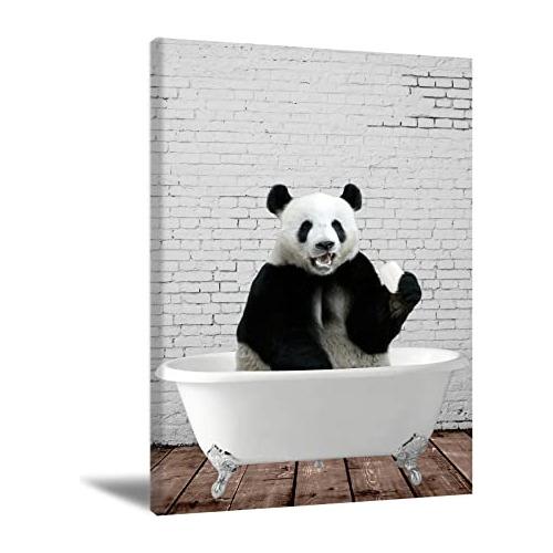 Cuadro De Arte De Baño, Póster De Baño Panda Lindo B...