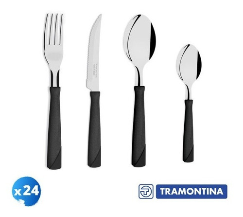 Set 24 Cubiertos Tramontina - Acero Inox. Mango Plastico