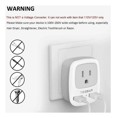 Adaptador De Enchufe De Viaje Europeo, Tessan International
