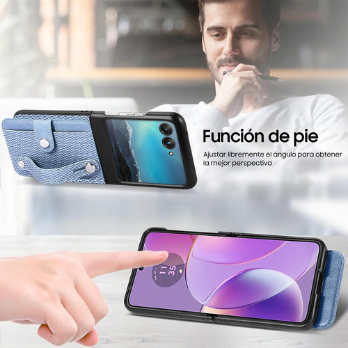 Funda Tipo Cartera Para Motorola Razr 50 Regular 2024 Con Tarjetero Y Pulsera