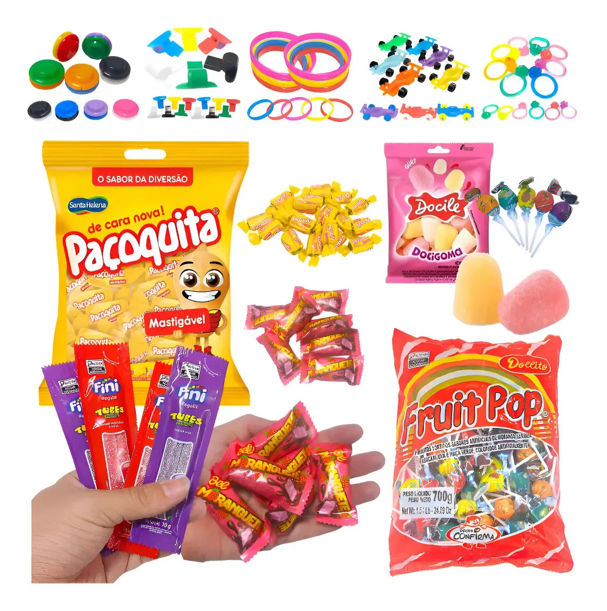 Kit 100 Brinquedos E Doces Lembrancinha Festa Infantil