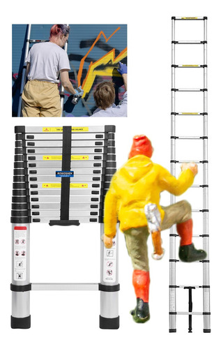 4.4m Metros Escalera Telescópica Retráctil Portátil Aluminio