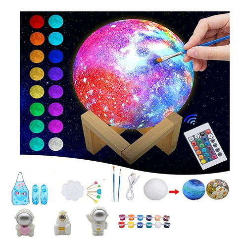 Lámpara De Luna Llena 3d Print Recargable 16 Colores
