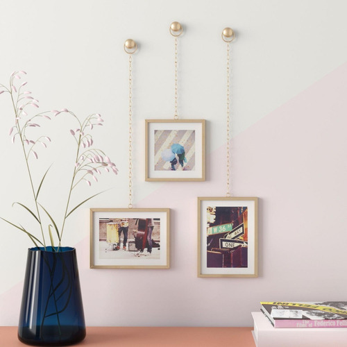 Imagem 3 de 3 de Conjunto Com 3 Porta Retratos Fotochain Bronze Fosco - Umbra