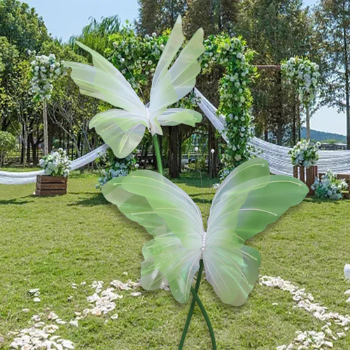 2 Piezas De Decoración De Mariposas Artificiales, Verde
