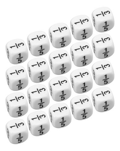 20 Dados Con Números Fraccionarios, 16 Mm, Fracción Blanca