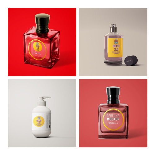 5 Mockup Envase Jabon Liquido Perfume Alcohol Gel Photoshop