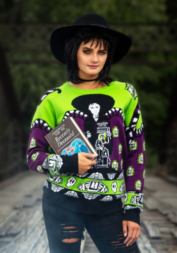 Sueter Feo Ugly Sweater Navidad Beetlejuice Lydia P/ Damas