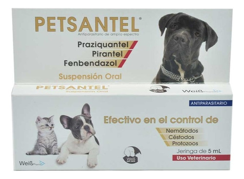 Seringa Oral Petsantel Antiparasitária para gatos e cães 5 ml Y A