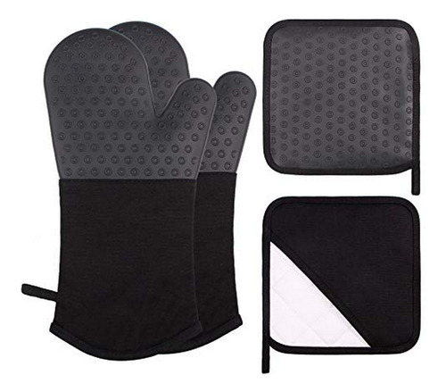  Set De 4 Guantes Y Agarraderas Para Horno Compatible Con  