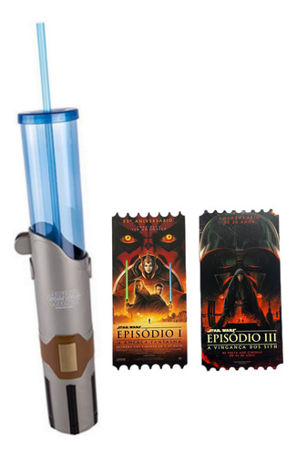 Kit Copo Card Sabre De Luz Star Wars Cinemark Skywalker Geek