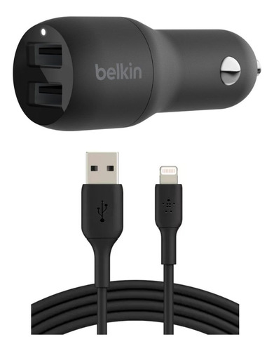 Cargador Belkin Auto 12v 4.8a 24w + Cable Usb-a Lightning 1m