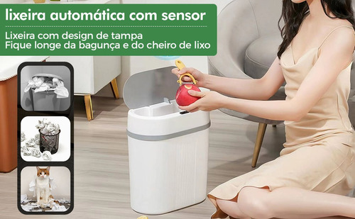 Lixeira Inteligente Sensor Automática 12 Litros Anti Odor