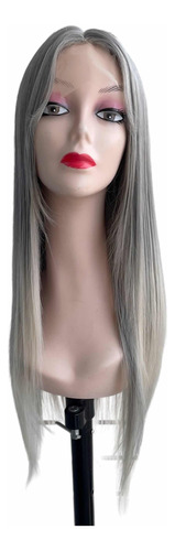 Peluca Lisa Gris Canosa Lacefront Kanekalon Full Realista