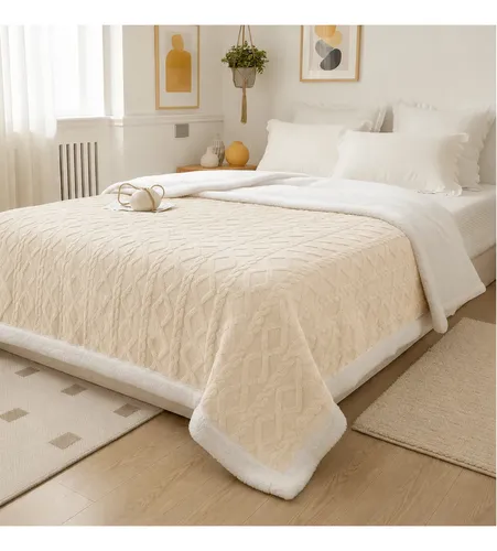 Cobertor Manta De Casal 2,00x1,80 Canelada Sherpa Cores