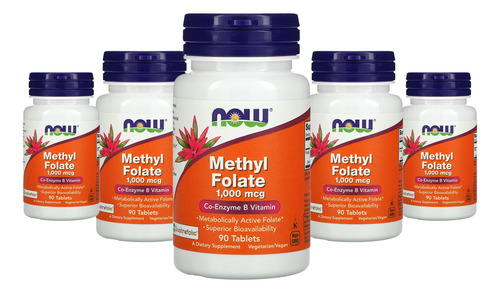 Metilfolato Methyl 1000mcg Now Foods 90 Tablets 5un Sabor Sem sabor