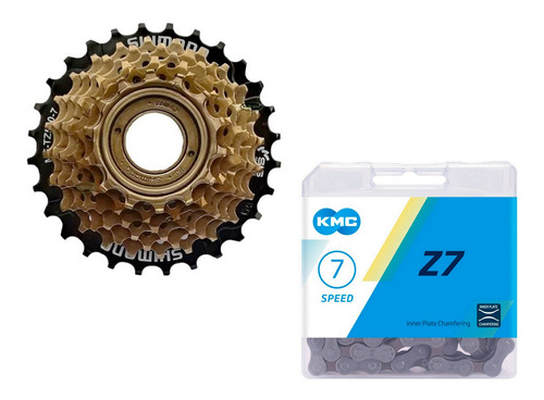  Catraca 7v Shimano Tourney Tz500 14/28 Corrente Kmc Z7 21v