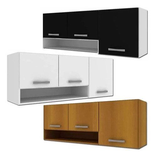 Mueble De Cocina - Aereo 3 Puertas - Alacena - Lcm Color Negro