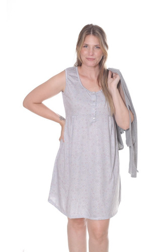 Imagen 3 de 8 de Camisón Maternal Para Amamantar + Saco Manga Larga 810