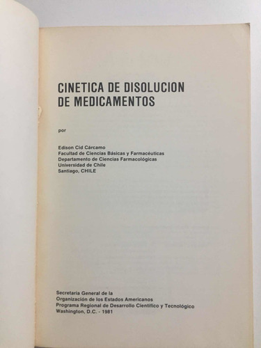 Cinética De Disolución De Medicamentos Serie Química. 1ra Ed