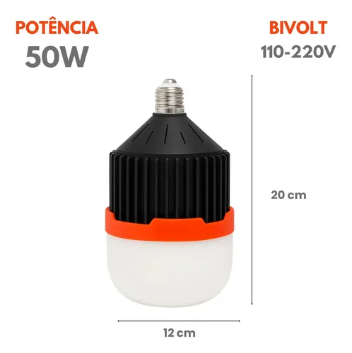Lâmpada De Led 50W Luz Luminária De Emergência Recarregável
