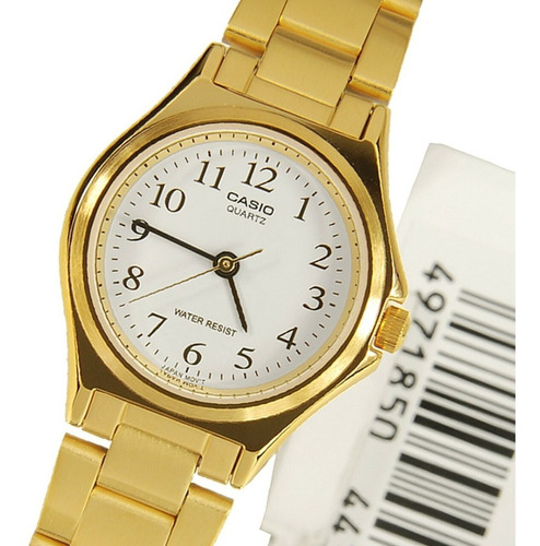 Reloj Casio Dama Mujer Analogo Acero Dorado Mod Ltp-1130n-7b Color del fondo Blanco