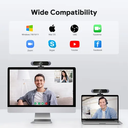Cámara Web Depstech 4k Con Micrófono, Sensor Sony, Enfoque A