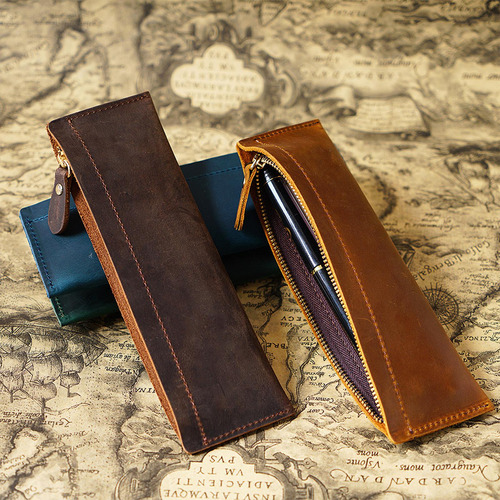 Cartera, Bolso, Portalápices, Pu, Clásico, Estuche Negro