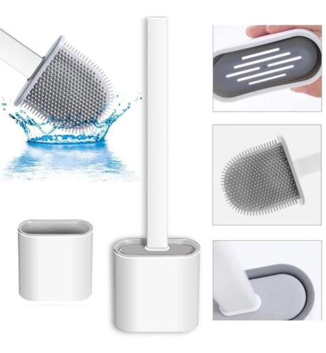 Escova Silicone Sanitário Banheiro Para Privada Vaso Limpeza Cor Branco