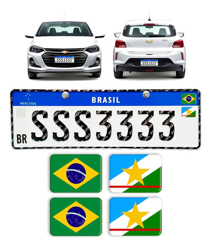 Adesivos Bandeira Brasil E Roraima Placa Nova Carro Resinado