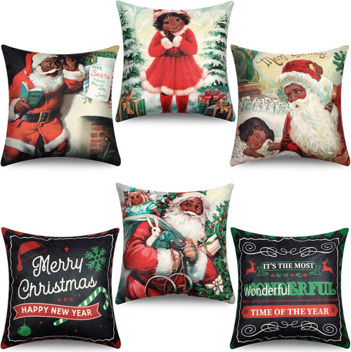 Oudain - 6 Fundas De Almohada Navideñas De Papá Noel Para Ni