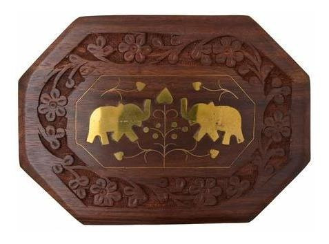 Joyero - Om Shri Om Elefante Decorativo Floral Caja De Mader
