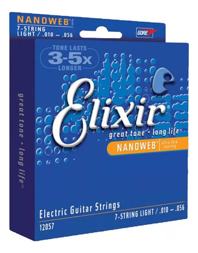 Encordado Para Guitarra Electrica 7 Cuerdas Elixir 010 -056