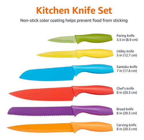Set De 6 Cuchillos De Cocina Con Protectores
