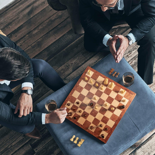 Ajedrez De Madera Con Almacenamiento Juego De Mesa Para Adul
