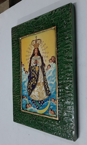 Cuadro Virgen De Caacupé - 17 X 25 Cm - Madera Estucado