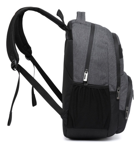 Mochila Escolar Espaçosa Masculina Resistente Cor Cinza Desenho Do Tecido Lisa