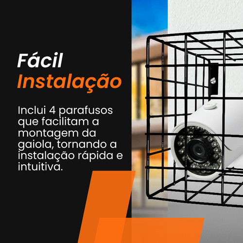 Grade Proteção Tipo Gaiola P/câmera De Segurança Cftv Preto