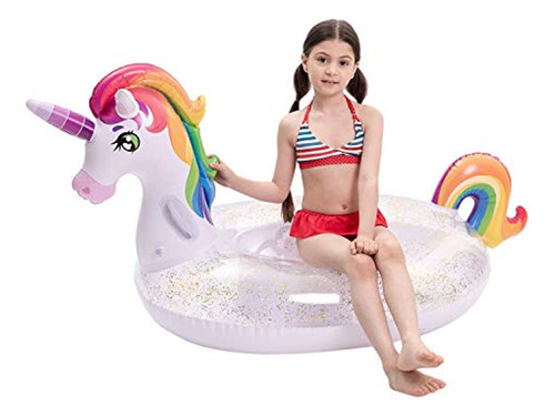 Joyin Flotador Inflable De Unicornio Para Piscina Con Brillo