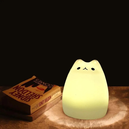 Imagen 4 de 7 de Lampara Silicona Gatito Kawai Multiples Colores Espanta Cuco