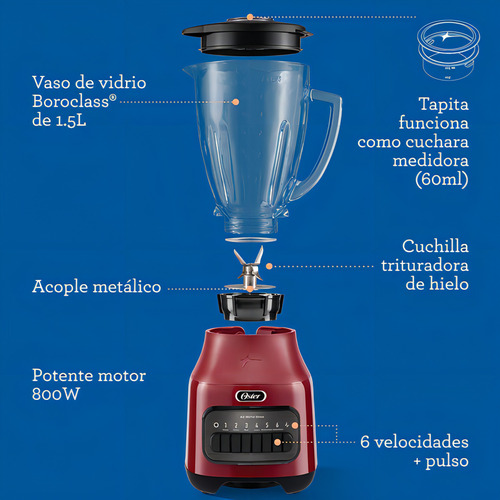 Licuadora Oster Licuadoras BLSTPEG-RPB-052 1.5 L
