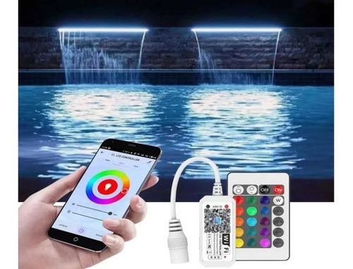 Cascata P/ Piscina 60cm Com Iluminação Led Rgb+comando Wifi