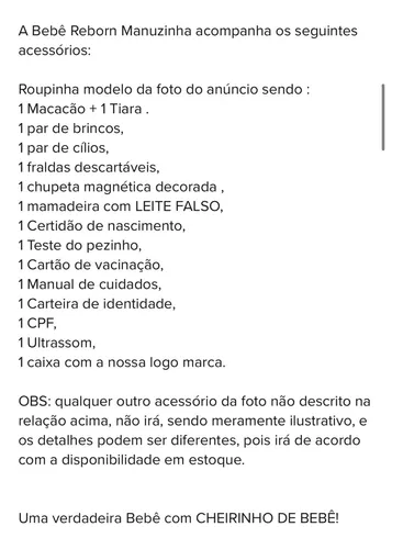 Bebê Reborn Realista Fio A Fio 100% Silicone Banho Manuzinha - R$ 499